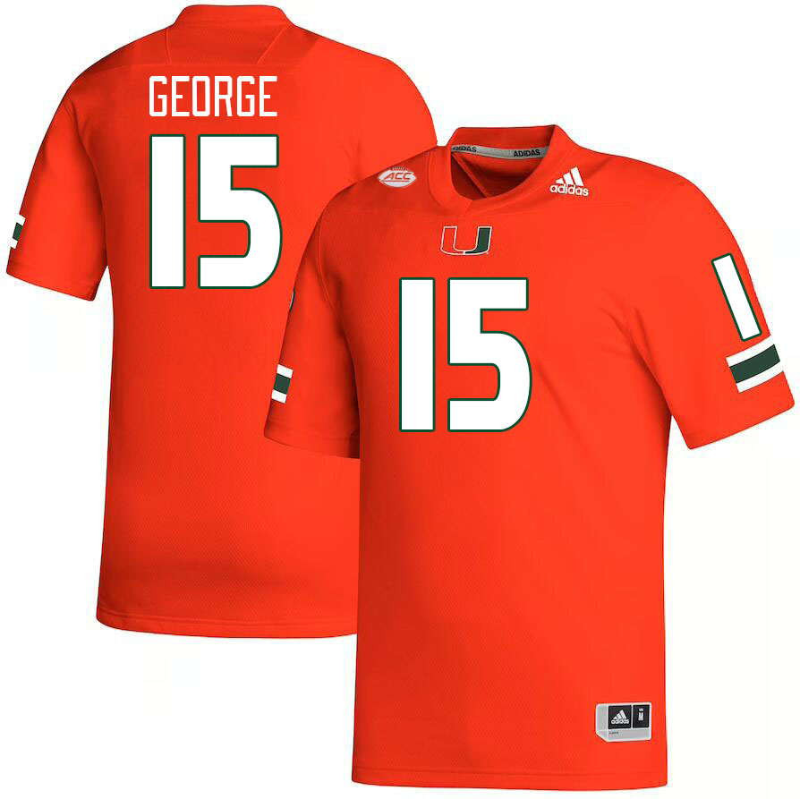 Men #15 Jacolby George Miami Hurricanes College Football Jerseys Stitched-Orange